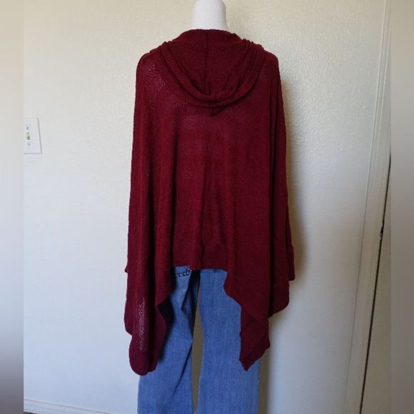 Open front burgundy knit cardigan - Picture 4 of 6